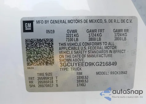 2019 Chevrolet Silverado 1500 Rst from USA, damaged, VIN 3GCUYEED9KG216849